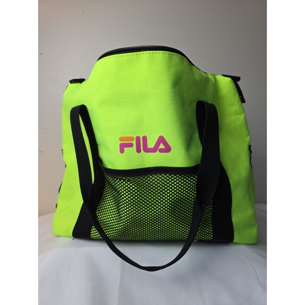 Fila Bright Yellow Bag Shoulder Tote Travel Gym ZIP 19x13x6 No
